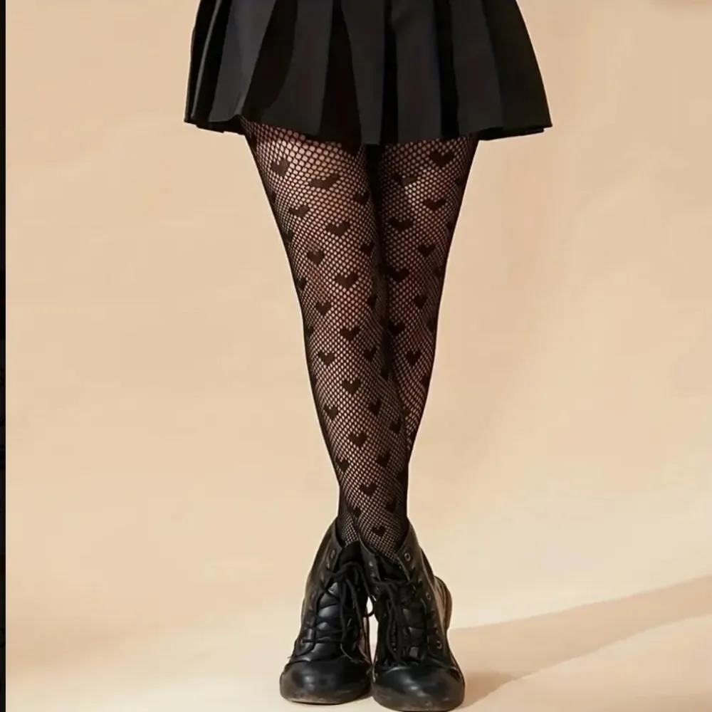 Heart pattern fishnet stockings hosiery sexy grunge accessory
